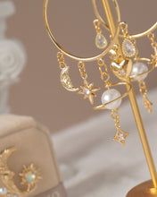 Load image into Gallery viewer, Universe - Moon & Love Hoop Earrings