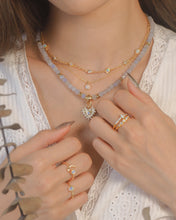 Load image into Gallery viewer, Blue Whisper with Courage Charm - Aquamarine Crystal Necklace