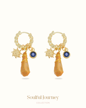 Load image into Gallery viewer, Sun Gem - Crystal Pillar Hoops