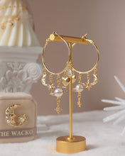 Load image into Gallery viewer, Universe - Moon & Love Hoop Earrings