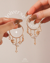 Load image into Gallery viewer, Universe - Moon & Love Hoop Earrings