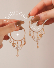 Load image into Gallery viewer, Universe - Moon & Love Hoop Earrings