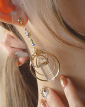 Load image into Gallery viewer, Saturn - 18KGP White Quartz Earrings