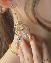 Load image into Gallery viewer, Saturn - 18KGP White Quartz Earrings