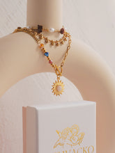 Load image into Gallery viewer, Jupiter - Gold Titanium Steel Swarovski x Rose Quartz Sun Solar Necklace *Waterproof