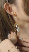 Load image into Gallery viewer, Saturn - 18KGP White Quartz Earrings
