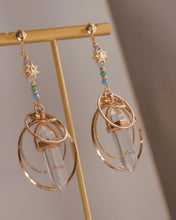 Load image into Gallery viewer, Saturn - 18KGP White Quartz Earrings
