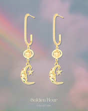 Load image into Gallery viewer, Deity - 18KGP Moon Earrings