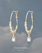 Load image into Gallery viewer, Blue Bling - 18KGP Hoops