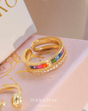 Load image into Gallery viewer, Rhythm - 18KGP Gold Rainbow Ring