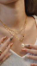 Load image into Gallery viewer, Jupiter - Gold Titanium Steel Swarovski x Rose Quartz Sun Solar Necklace *Waterproof