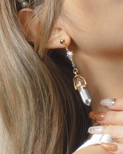 Load image into Gallery viewer, Saturn - 18KGP White Quartz Earrings