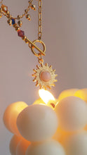 Load image into Gallery viewer, Jupiter - Gold Titanium Steel Swarovski x Rose Quartz Sun Solar Necklace *Waterproof