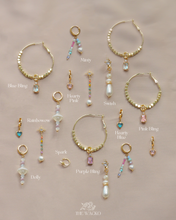 Load image into Gallery viewer, Blue Bling - 18KGP Hoops