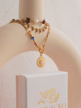 Load image into Gallery viewer, Jupiter - Gold Titanium Steel Swarovski x Rose Quartz Sun Solar Necklace *Waterproof
