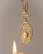 Load image into Gallery viewer, Celestial Flow - Gold Titanium Steel Moon & Sun Toggle Necklcae