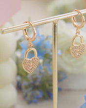 Load image into Gallery viewer, Love Keeper - 18K Heart Padlock Hoop Earrings