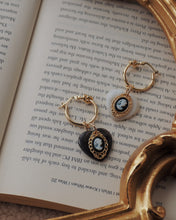 Load image into Gallery viewer, B&W Marble Hoop Earrings