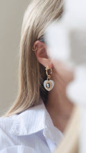 Load image into Gallery viewer, B&W Marble Hoop Earrings