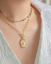 將圖片載入圖庫檢視器 Celestial Flow - Gold Titanium Steel Moon & Sun Toggle Necklcae