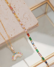 Load image into Gallery viewer, Arch - TITANIUM STEEL RAINBOW CZ NECKLACE (waterproof)