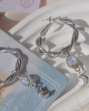 Load image into Gallery viewer, Moon Flare - 925 Silver Moonstone Hoop Earrings