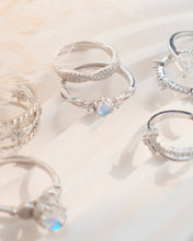 Load image into Gallery viewer, Moon River & Wave - 925 Silver Moonstone / CZ Rings