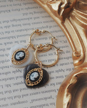 Load image into Gallery viewer, B&W Marble Hoop Earrings