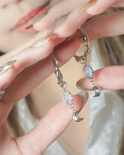 Load image into Gallery viewer, Moon Flare - 925 Silver Moonstone Hoop Earrings