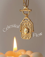 Load image into Gallery viewer, Celestial Flow - Gold Titanium Steel Moon & Sun Toggle Necklcae