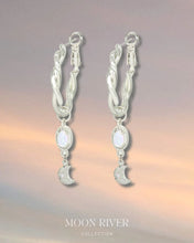 Load image into Gallery viewer, Moon Flare - 925 Silver Moonstone Hoop Earrings