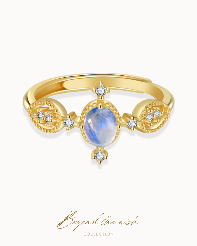 【高品質鑒定】MOONLUX - Moonstone Ring ✦ 925 Silver ™ + 18K Gold