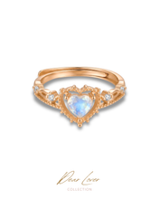 画像をギャラリービューアに読み込む, 【天然月亮石】CUBIC HEART - Moonstone Ring ✦ 925 Silver ™ + Rose Gold
