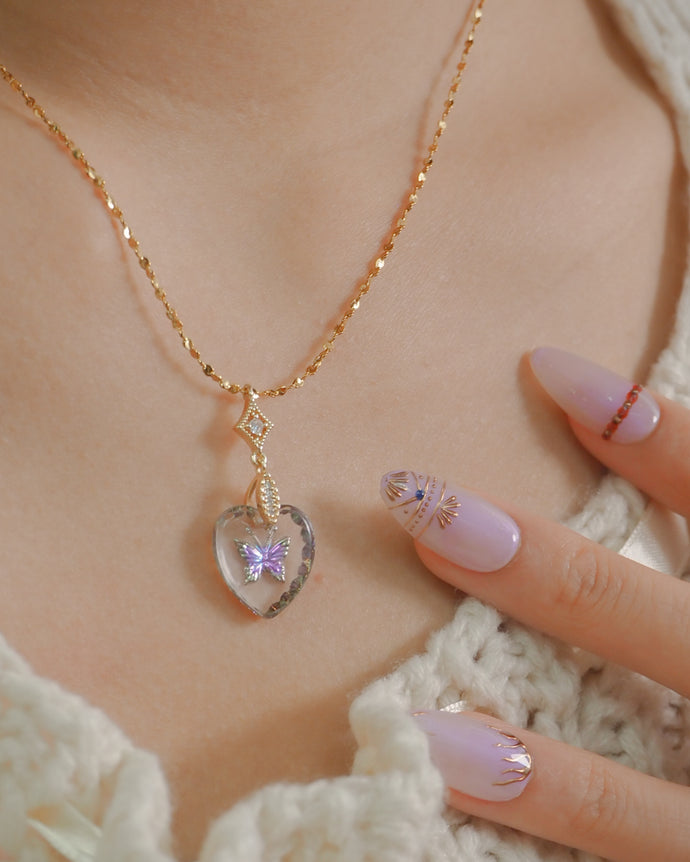 【絕版！限量發售】【日本製琉璃】 BUTTERFLY - Gold Necklace *Waterproof
