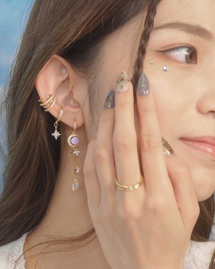 Midnight Opal - Moon Earrings