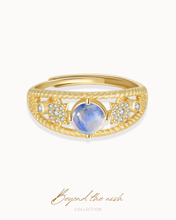 Load image into Gallery viewer, 【高品質鑒定】CONSTELLAR - Moonstone Ring ✦ 925 Silver ™ + 18K Gold
