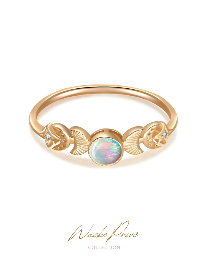 CELESTIAL - Opal Ring ✦ 925 Silver ™ + 14K Rose Gold