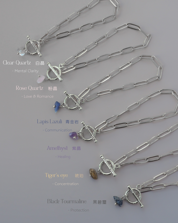 Crystal & Stone - Silver Toggle Bracelets (waterproof)防水物料