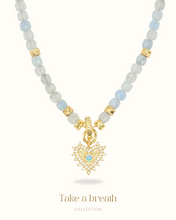 Load image into Gallery viewer, Blue Whisper with Courage Charm - Aquamarine Crystal Necklace
