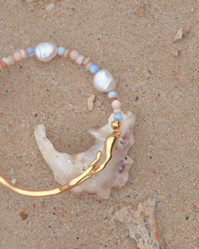 Sea Soul - 18KGP Freshwater Pearl Beaded Bangle