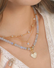 Load image into Gallery viewer, Blue Whisper with Courage Charm - Aquamarine Crystal Necklace
