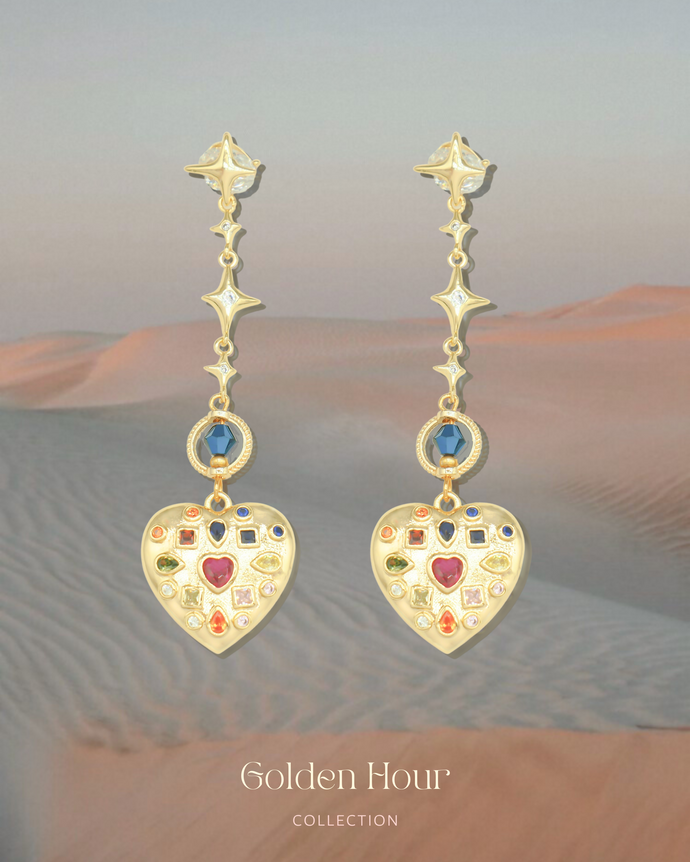 Euphorbia - 18KGP CZ Sparkling Heart Earrings