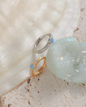 Load image into Gallery viewer, Blue Gaze - Titanium Steel / 925 Silver Opal Hoops
