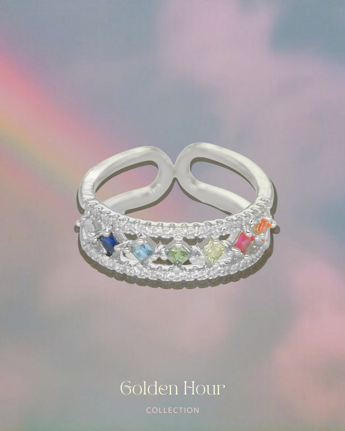 Full Spirit - 18KGP Rainbow Silver Rings