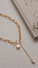 Load image into Gallery viewer, Aqua Shell - Pearl x CZ Titanium Steel Toggle Necklace *Waterproof
