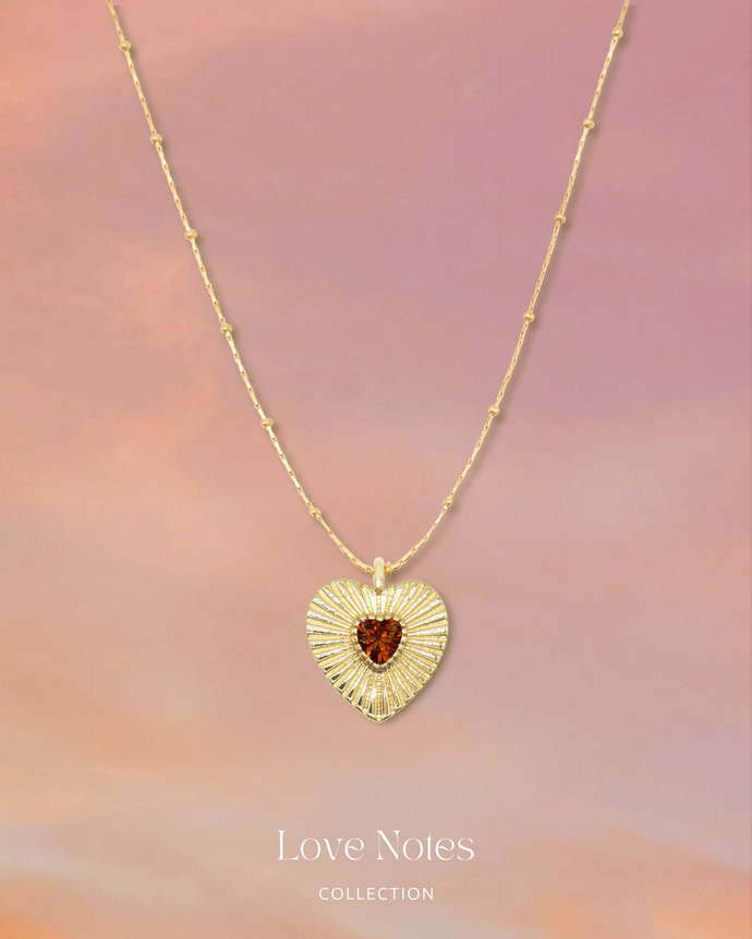 Retro Heart in Red - Gold Titanium Steel Necklace *Waterproof
