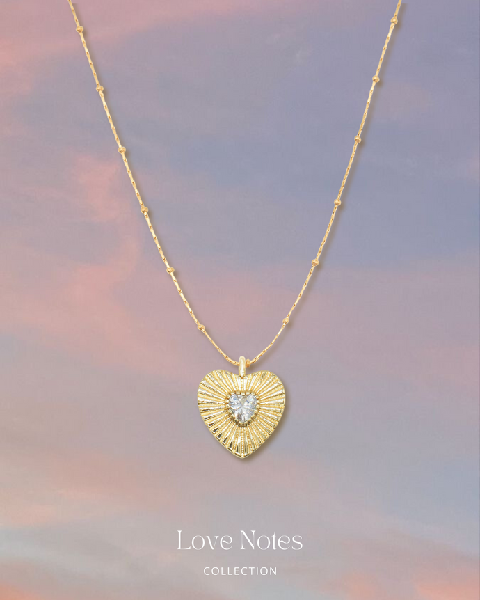 Retro Heart in White - Gold Titanium Steel Necklace *Waterproof