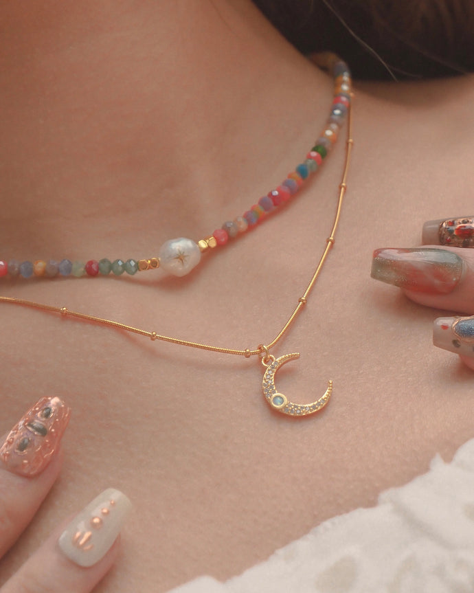 Dreamy Rise - Gold Titanium Steel Opal Necklace