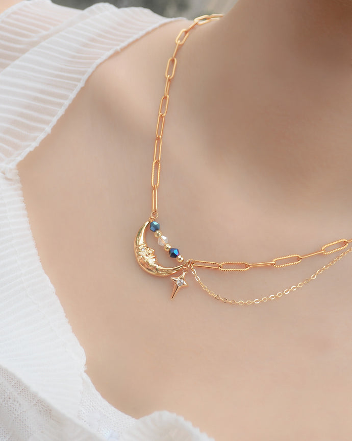 Lunasol Sapphire - Gold Vermeil Necklace (waterproof)防水物料