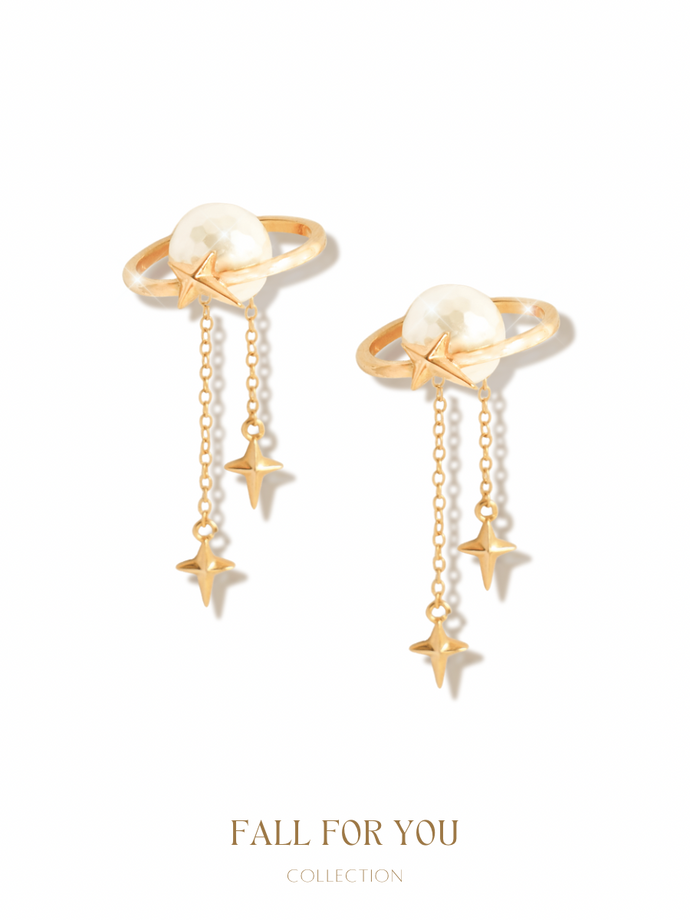 Serenity Pearl Star Drop Earrings